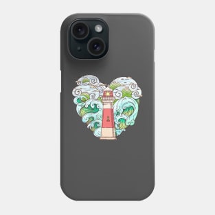 Lighthouse Wavey Sea Green Phone Case