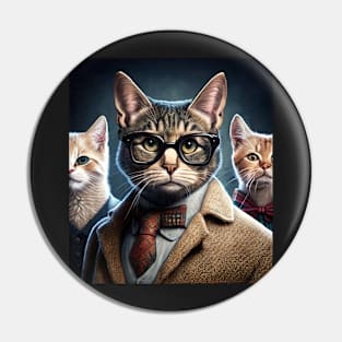 Distinguished cat portrait wearing a glasses Pin