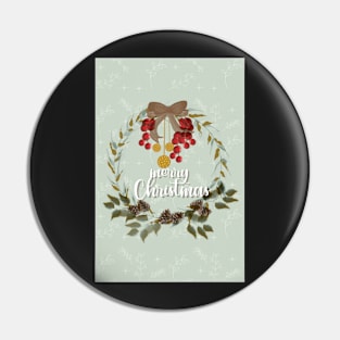 Christmas Wreath Postcard Pin