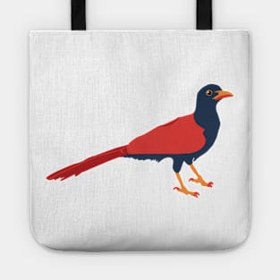 BLUE CROW WITH RED WINGS GOLD BEAK Yucatan Jay Bird Hand Cut Paper Art Tote