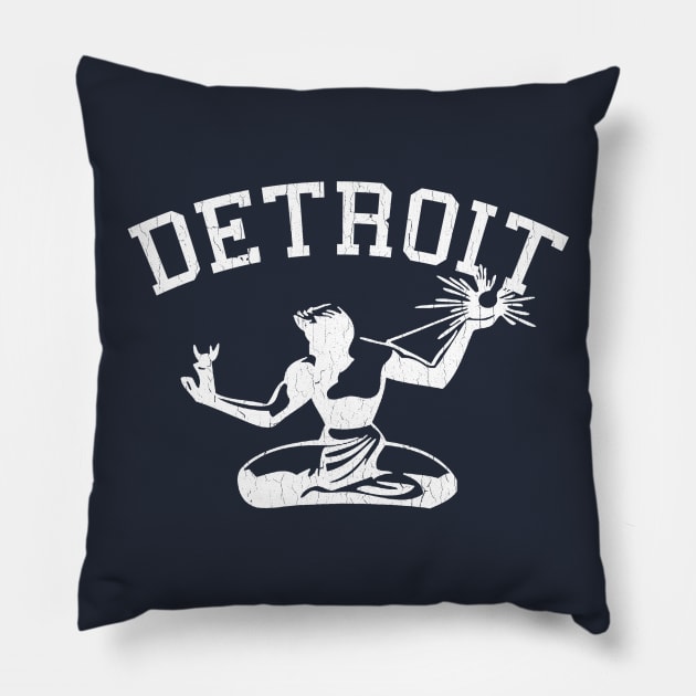 Spirit Of Detroit (vintage distressed look) Pillow by robotface