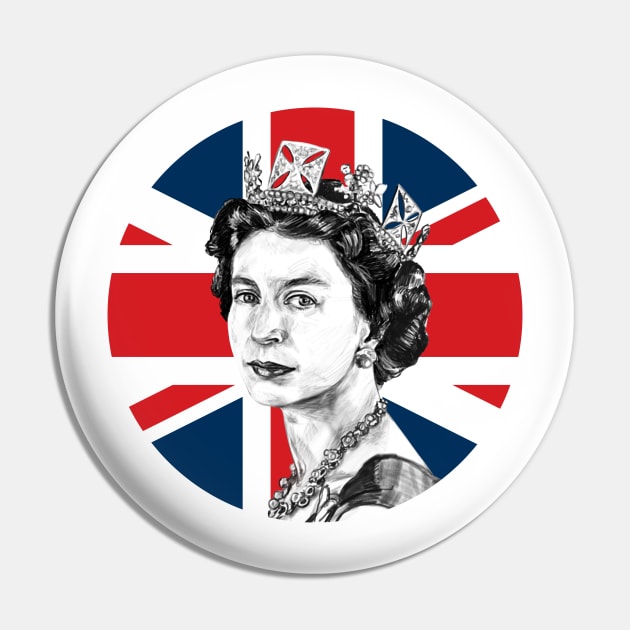 Queen Elizabeth II - Round Union Jack Pin by Fourth Age