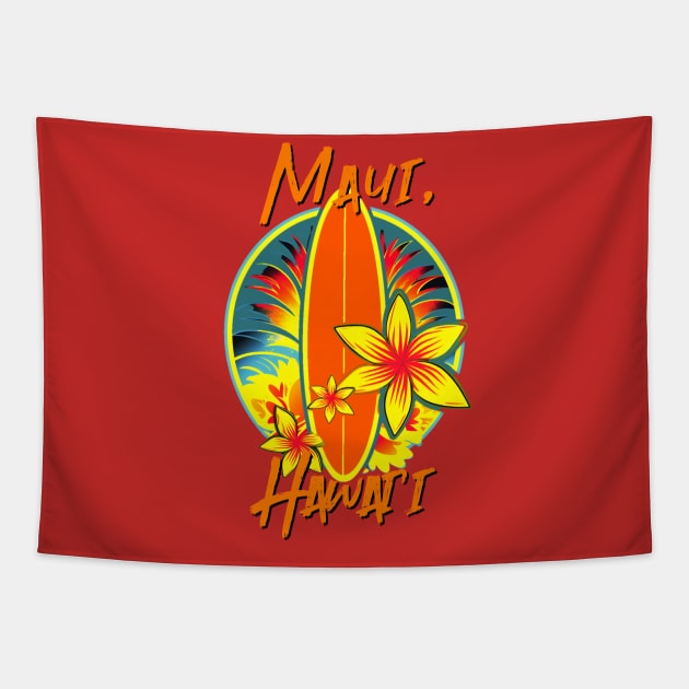 Surf Maui, Hawaii Tapestry by Spearhead Ink