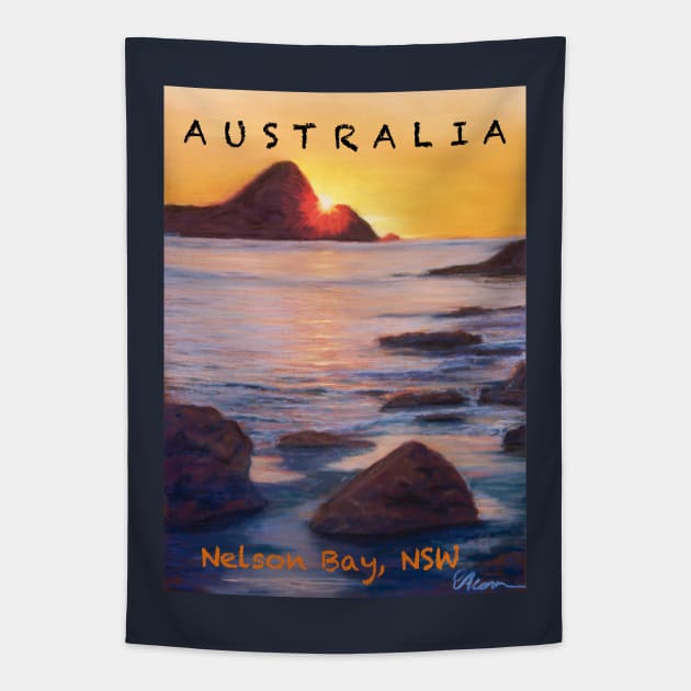 Nelson Bay Travel Poster Tapestry by CoryAcornArt