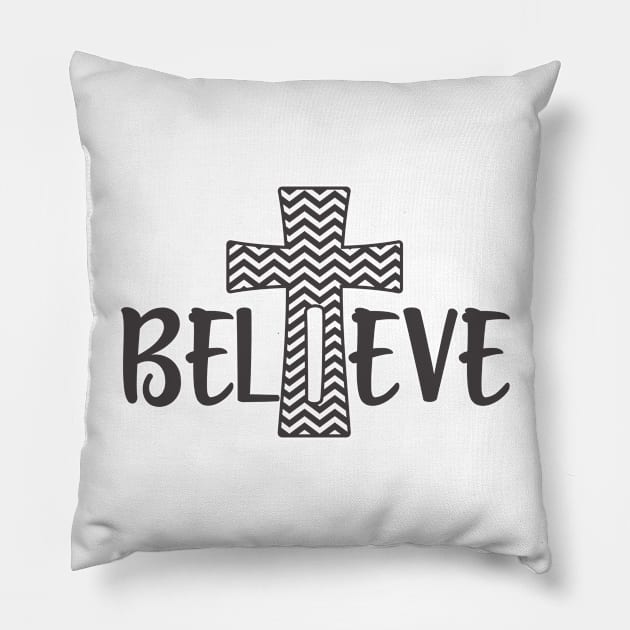 I Believe Christian Cross for Christian Believers Pillow by ChristianLifeApparel