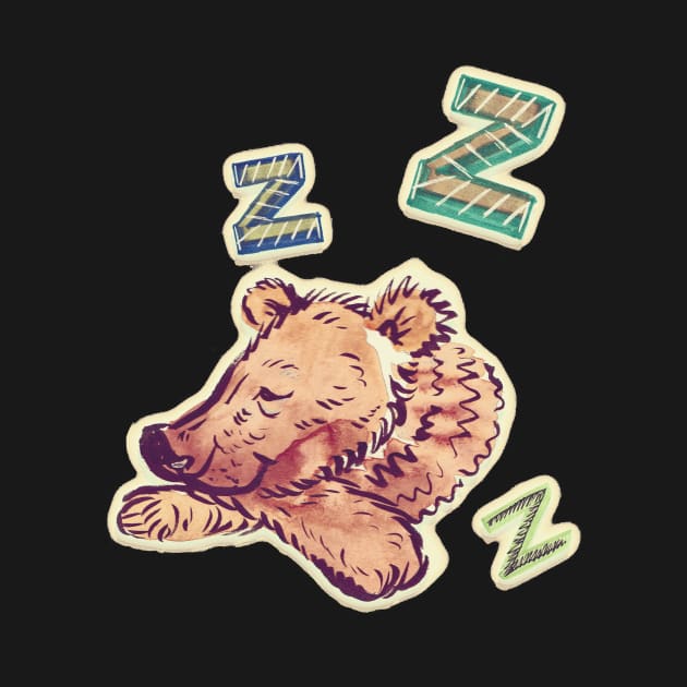 Snoozy Bear by minniemorrisart