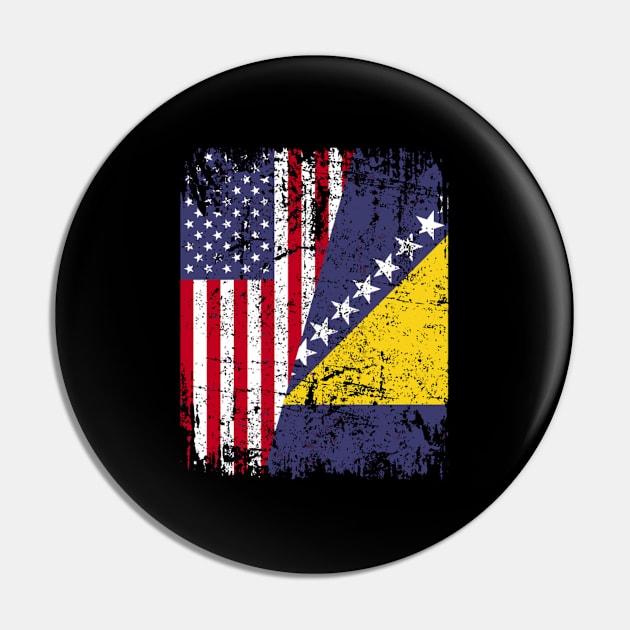 Bosnian Herzegovinian Roots Half American Flag Bosnia Flag Pin by HypeRamen