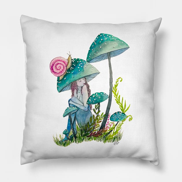 Mushroom girl Pillow by Free Heart Art