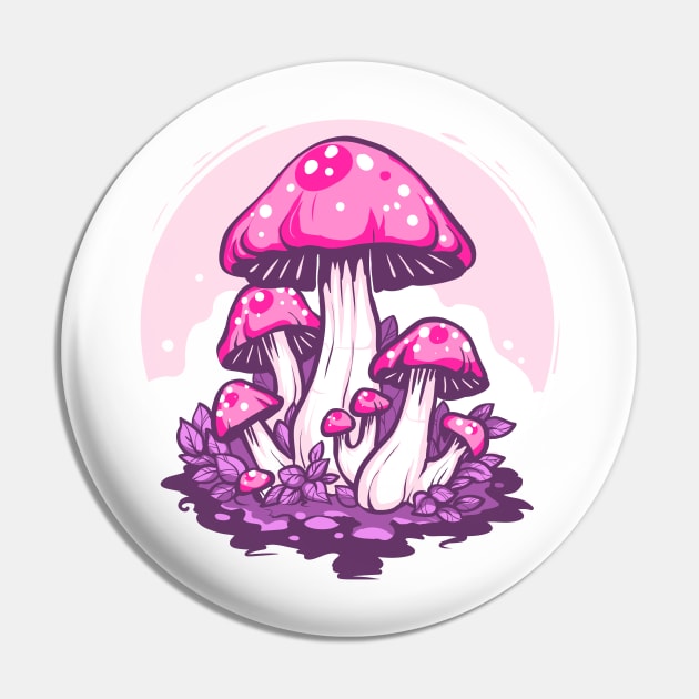 Pink Amanita Mushroom Pin by Lorn Tees