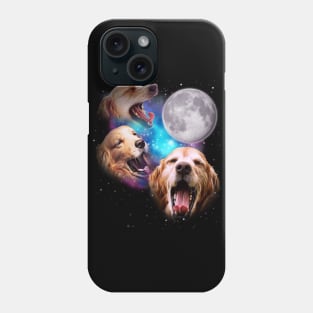 Three Golden Retrievers Howl at the Moon Phone Case