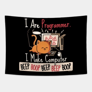 I Are Programmer Beep Boop Cute Programmer Cat Tapestry