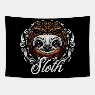 Sloth - Lazy Sloth Face Cute Animal Tapestry