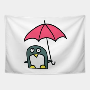 Penguin with an umbrella Tapestry