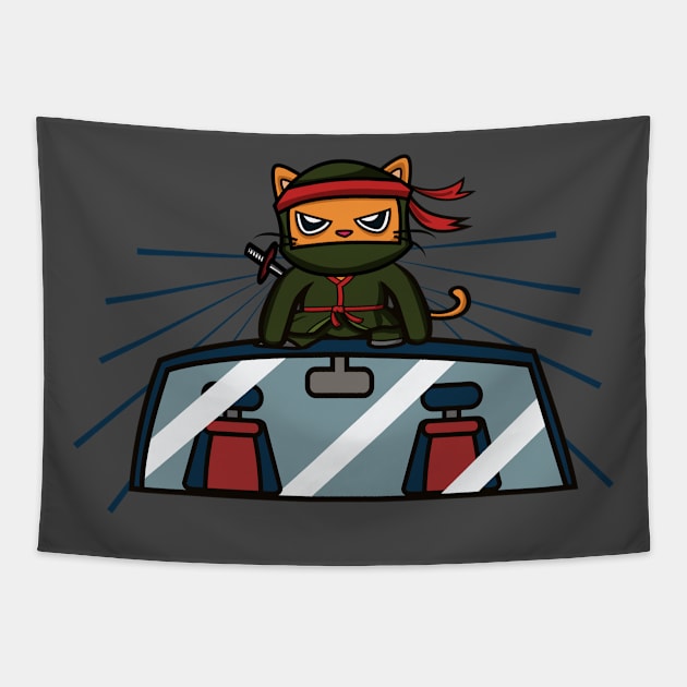 Ninja Kitten in action again! Tapestry by NexusGear