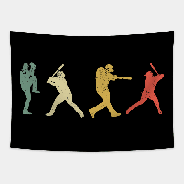 Baseball Catcher Pitcher Batter silhouette Tapestry by ChrifBouglas