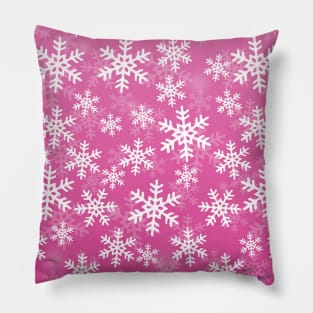 Pink and White Snowflakes Pillow