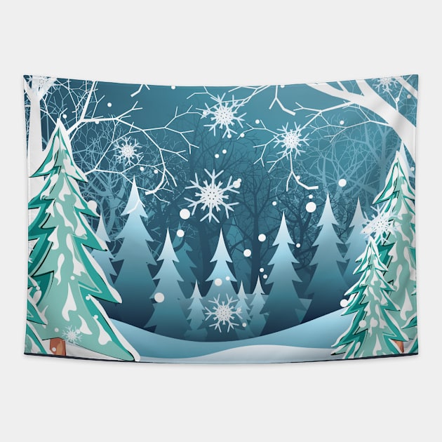 Winter Forest Landscape Tapestry by AnnArtshock