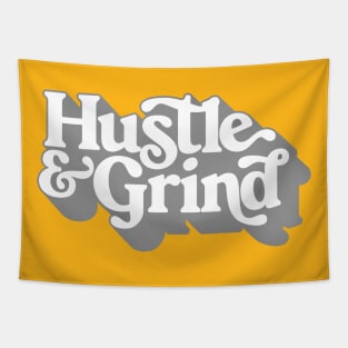 Hustle & Grind / Retro Style Typography Apparel Tapestry