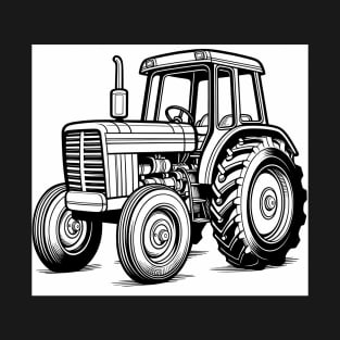 Black And White Tractor Design T-Shirt