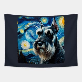 Starry Giant Schnauzer Dog Portrait - Pet Portrait Tapestry