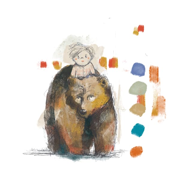 Boy on bear by Kristof