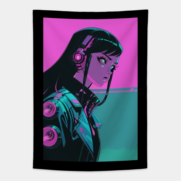 Cyberpunk Anime Girl Tapestry by DeathAnarchy