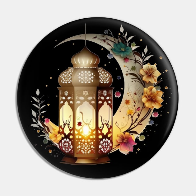 Ramadan lantern lamp with moon floral Pin by KAWAIIBYHM