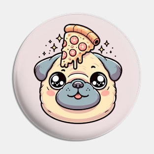 Pug Dog Eating Pizza Pin