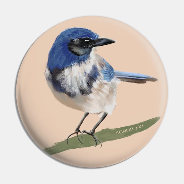 Scrub Jay Painting Pin by Spatium Natura