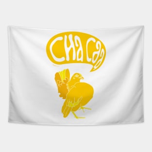 illustration of little yellow chicken dancing Tapestry