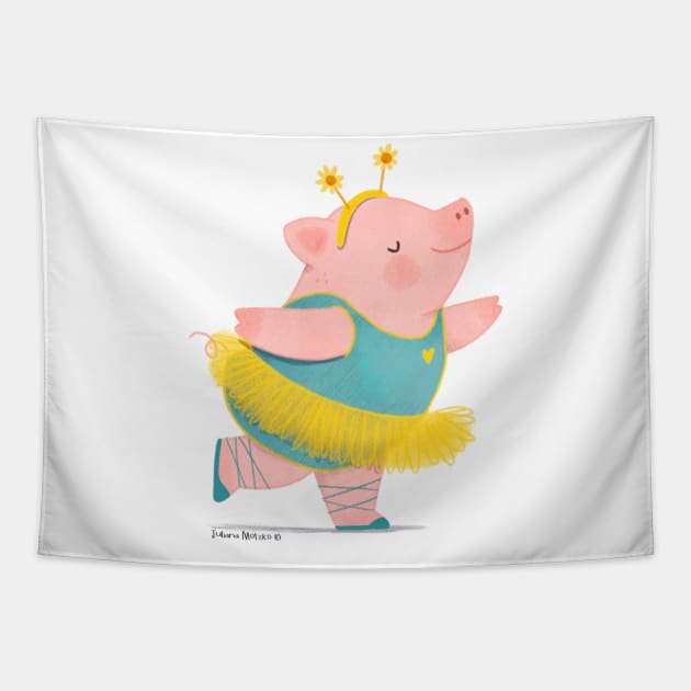 Pig Ballerina Tapestry by julianamotzko