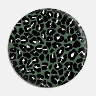 Olive Green Leopard Spots Print Pin