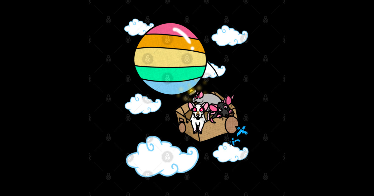 Hot Air Balloon Rats (Full Color Version) - Rad Rat Studios - Sticker ...