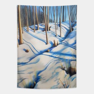 Winter walk - snowy woods painting Tapestry