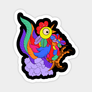 Colorful abstract happy chicken Magnet