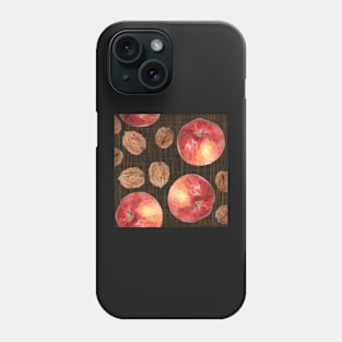 Autumn fruits: apples and walnuts dark Phone Case