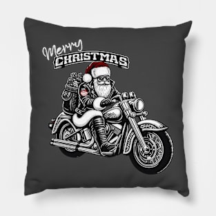 Chopper Santa “Merry Christmas”- black and white Pillow