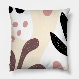 Abstract Organic Shapes and Leaves Mid Century Modern Pillow