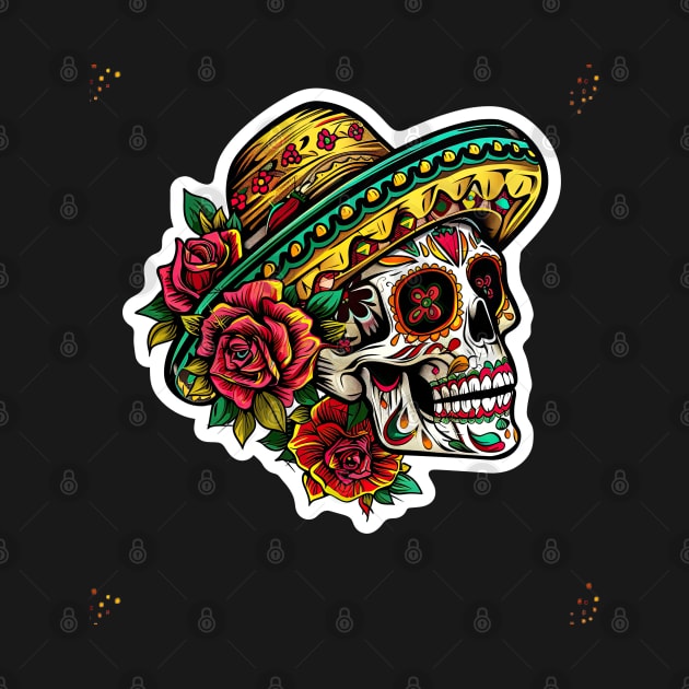 Skull with mexican sumbrero - cinco de mayo by emhaz