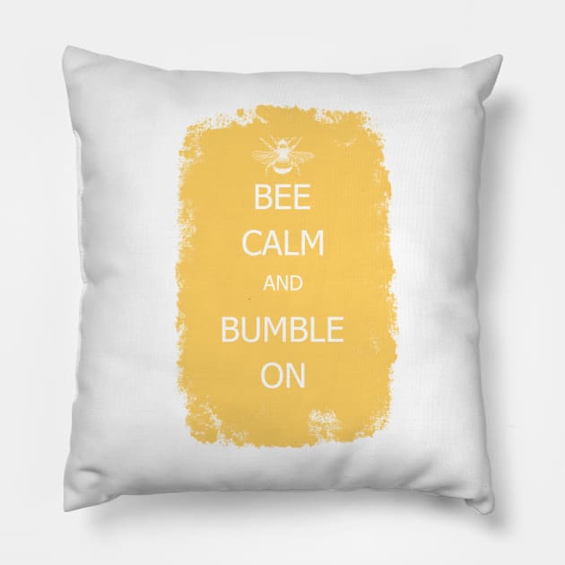 Bee calm and bumble on Pillow by CharlieCreates