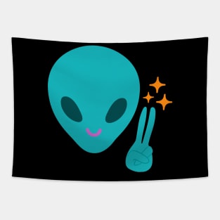 Alien Peace Sign Tapestry