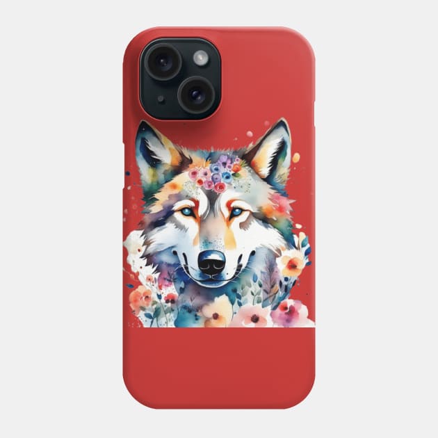 Floral wolf gift ideas Phone Case by WeLoveAnimals
