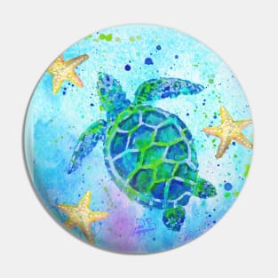 Sea Turtle with Starfish Pin