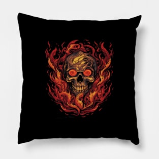 skull and fire, gift present ideas Pillow