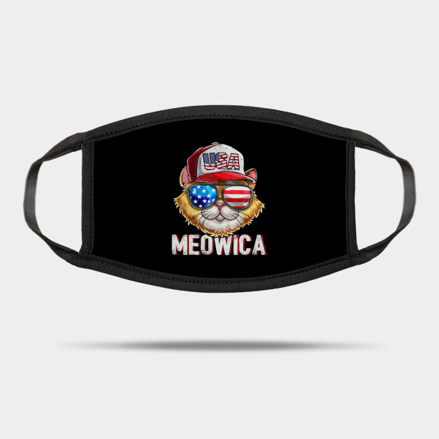 Meowica American Flag Cat 4th Of July Trucker Hat Costume Meowica Cat 4th Of July Trucker Costume Mask Teepublic
