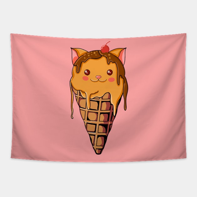 cat ice cream Tapestry by Kuchisabishii