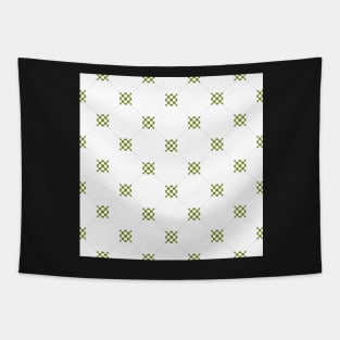 Diamond pattern on a white background with interlocking olive green motif. A simple and classy, no fuss design. Tapestry