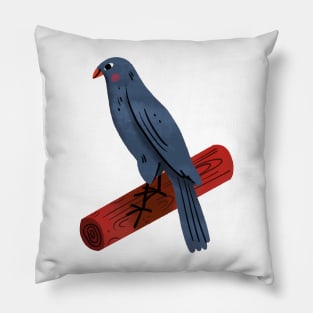 Bird Painting Hand Drawn Pillow