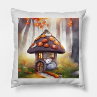 The Cute Mushroom Mouse House Pillow