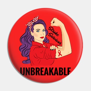 Stroke Survivor Awareness Warrior Unbreakable Support Pin